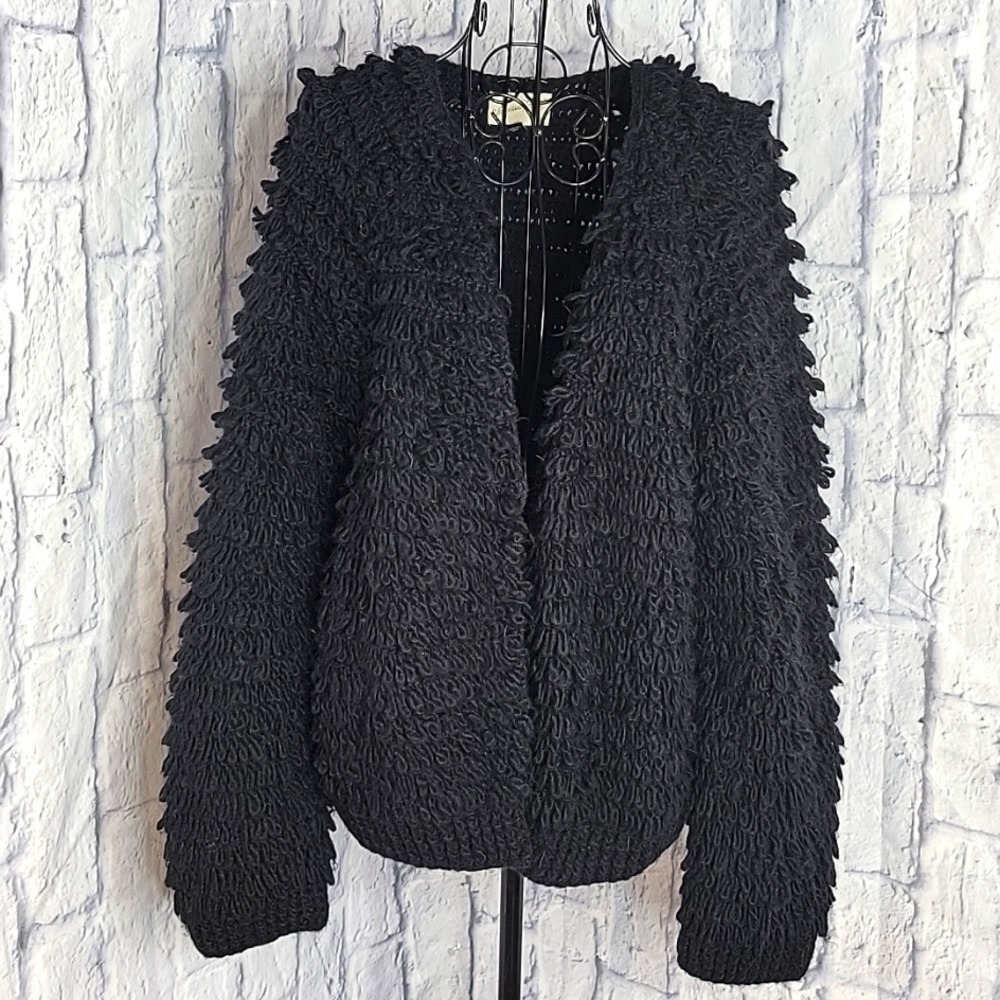 University Threads Black Loop Crochet Jacket Medi… - image 1